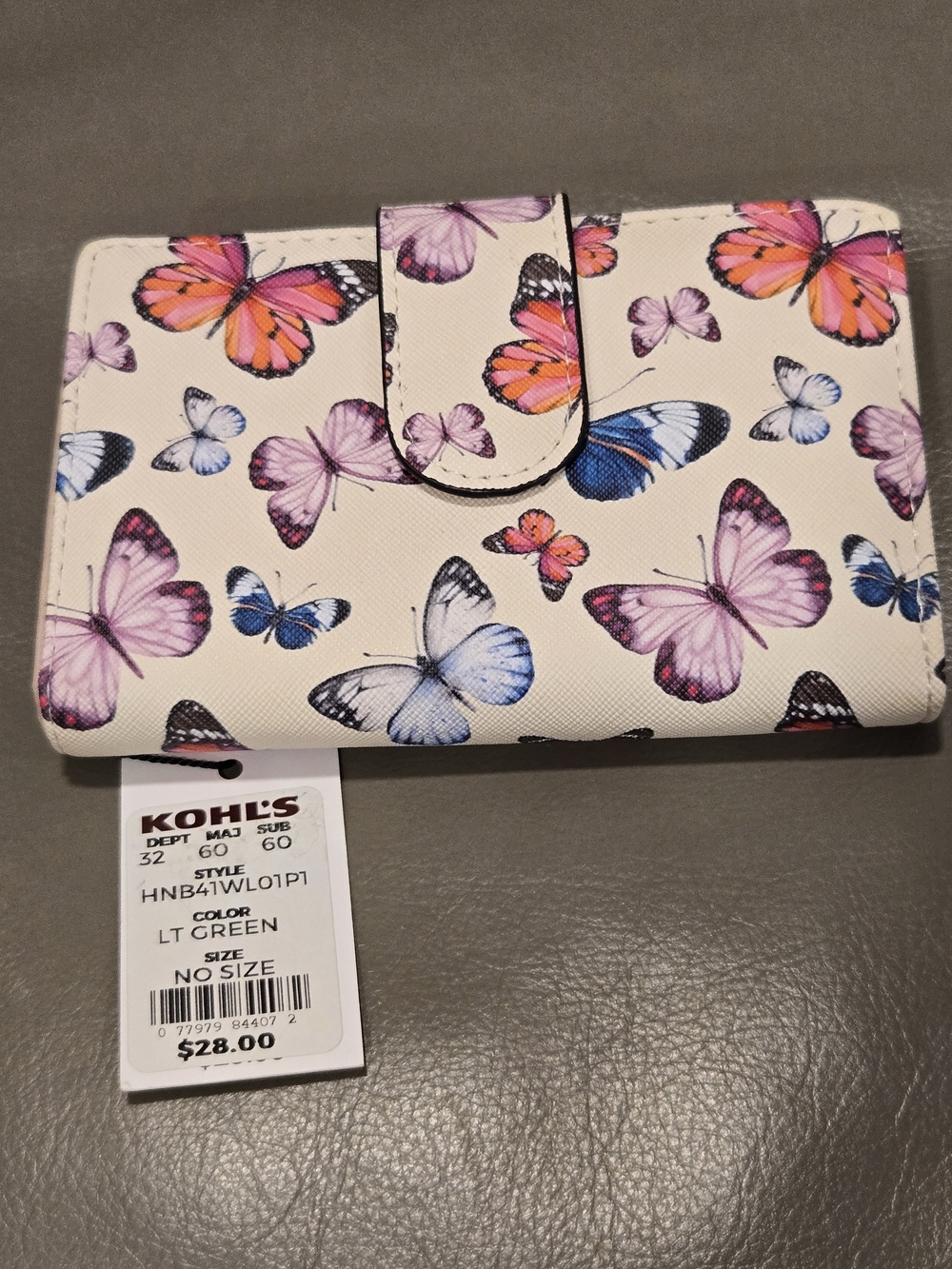 Butterfly Print Women's Wallet Kohls- Light Green NWT